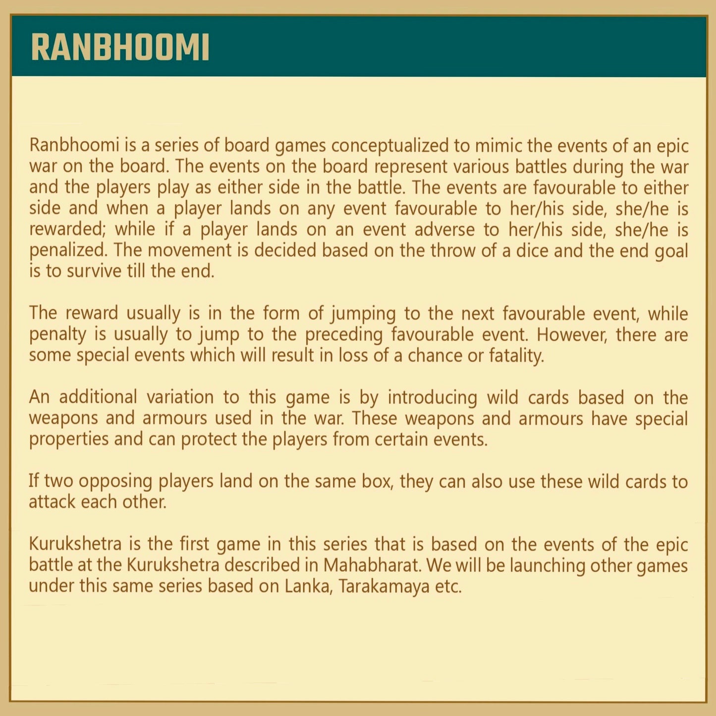 Ranbhoomi Kurukshetra Board Game